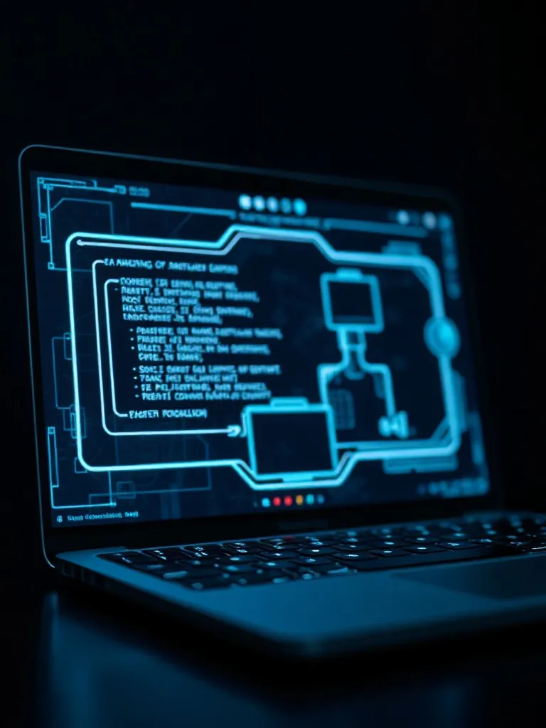 A close up of a clean laptop screen showing a structured dig
